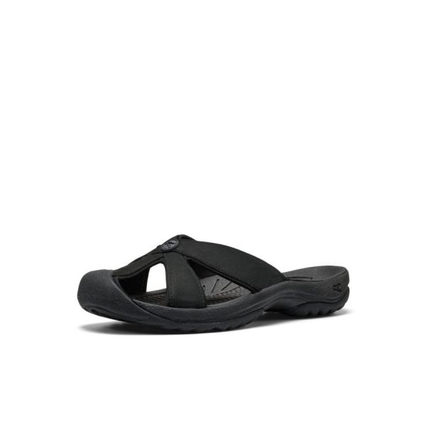 Women's Bali Leather Slide Sandal  |  Black/Black